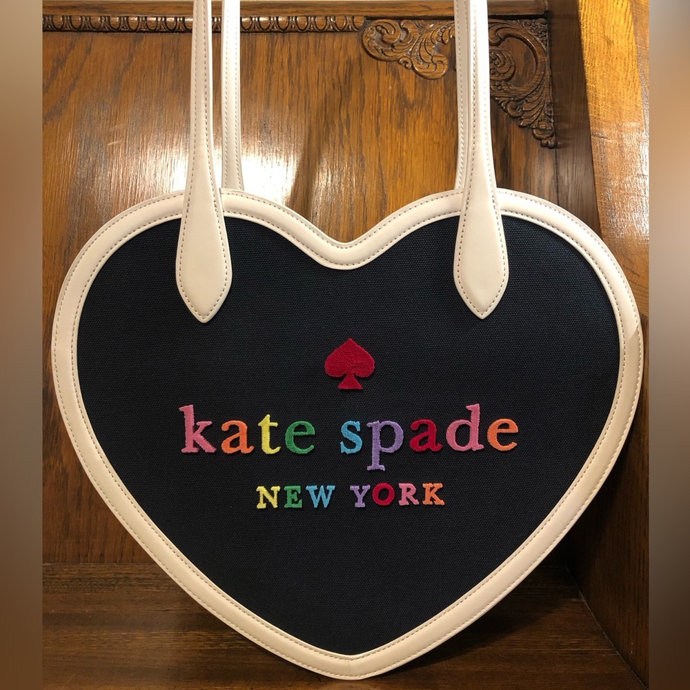 NWT-Kate Spade-Rainbow🌈Collection-Love Shack-Large Heart💙Tote-Blazer Blue-$429 - Picture 2 of 16